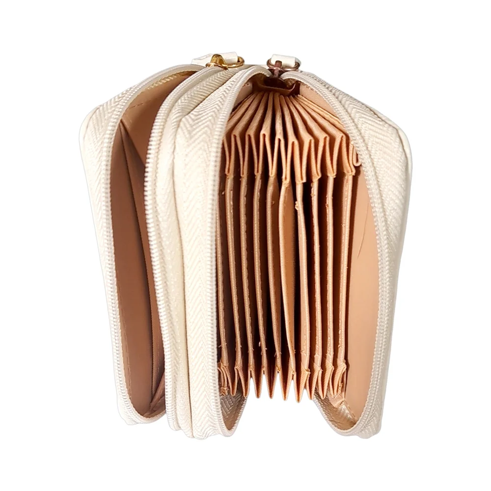 Buxton Cream High Quality Pebble Grain Faux Leather Wallet